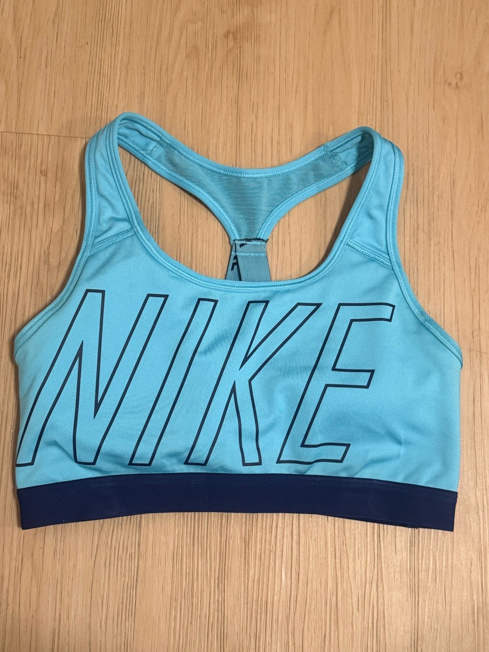 Nike Aqua Racerback Sports Bra with Navy Hem